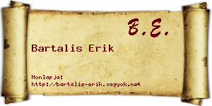 Bartalis Erik névjegykártya